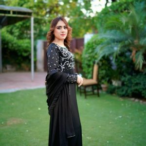 Elegant Embroidered Black Gown